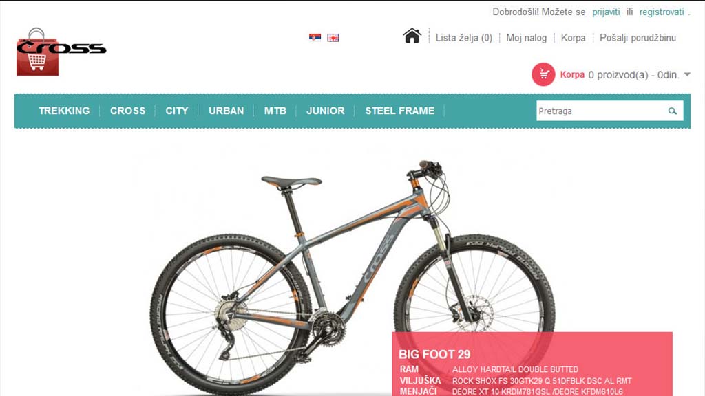 Originalni izgled sajta Crossbike shop