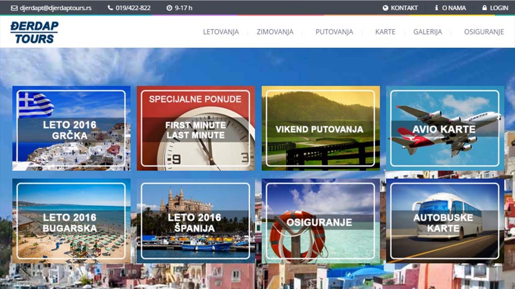 Originalni izgled sajta Đerdap Tours