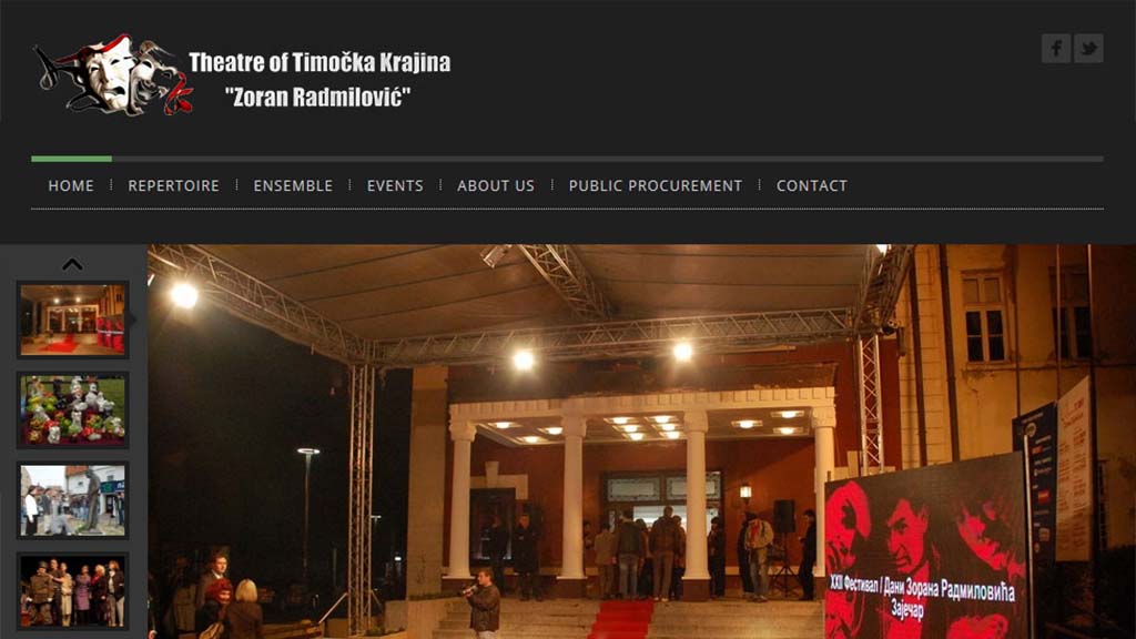 Originalni izgled sajta Pozorište Zoran Radmilović