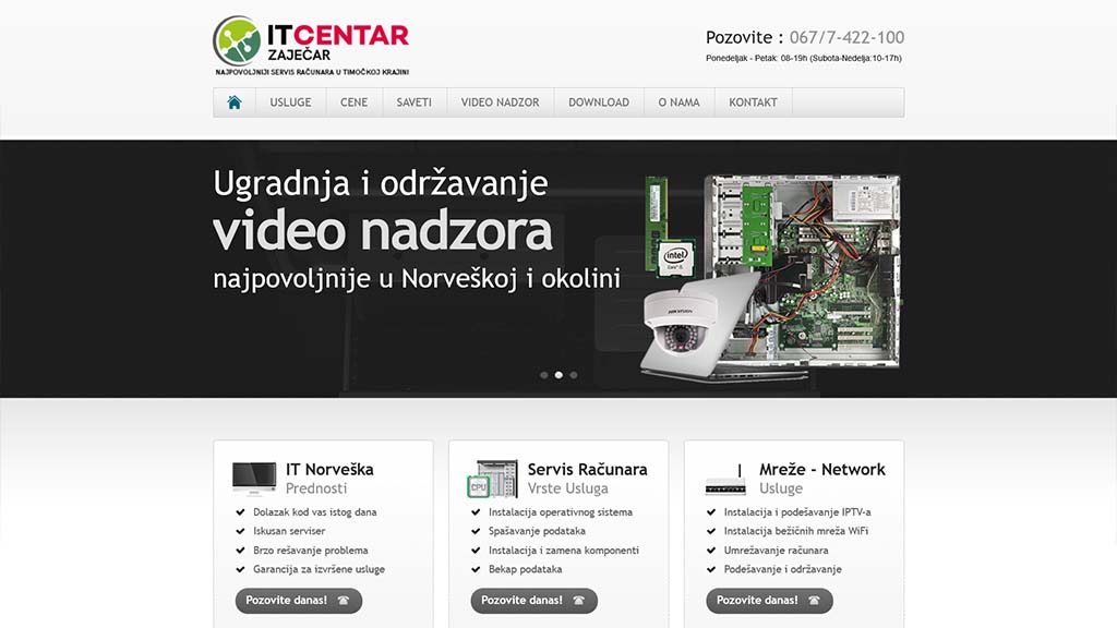 Originalni izgled sajta Računarski servis 019