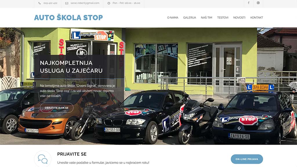 Originalni izgled sajta Auto škola STOP 019